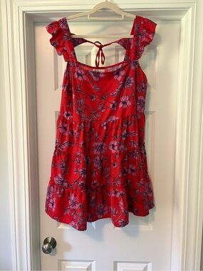 B.O.G. Collective Red Floral Ruffle Tiered Sundress